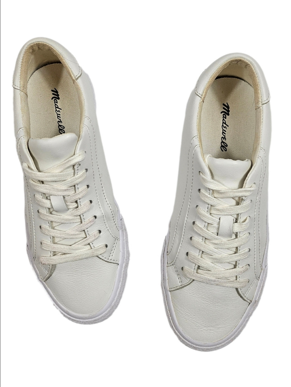 Madewell Sidewalk Low Top White Leather Lace Up CloudLift Comfort Sneaker
